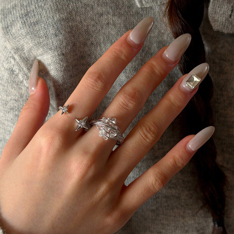 Rhinestone Star Open Ring - DippedShop Wholesale - #6339