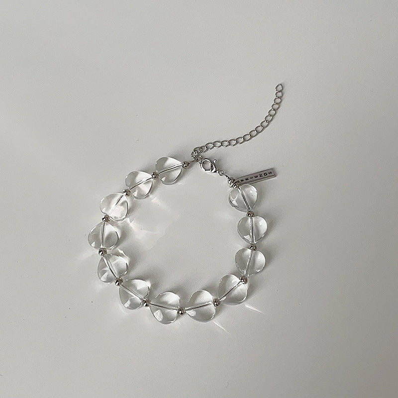 Simple Transparent Crystal Beaded Chain Bracelet 6W6JBR340