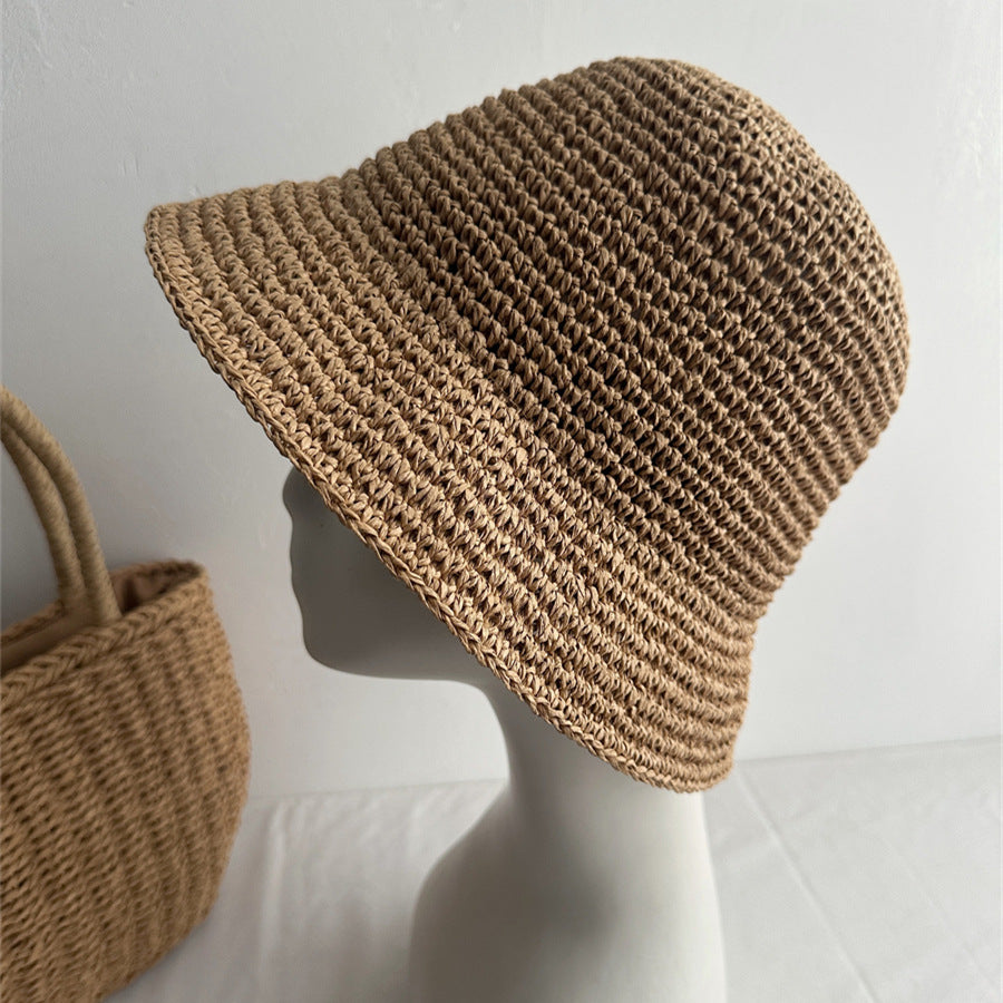 Minimalist Foldable Raffia Hat - DippedShop Wholesale - #4339