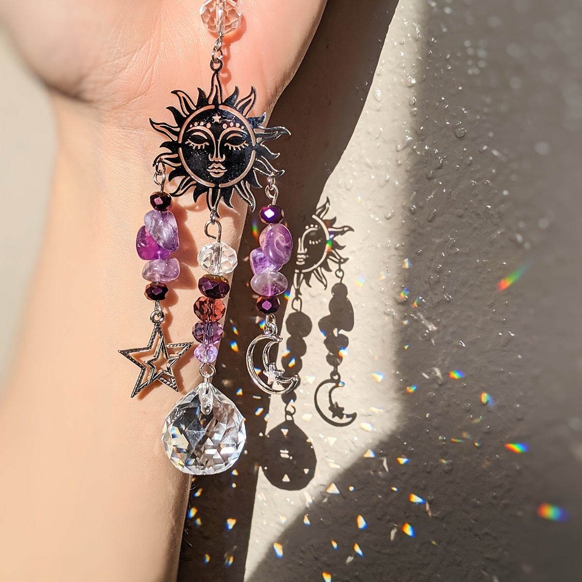 Celestial Moon Crystal Suncatcher - DippedShop Wholesale - #9859
