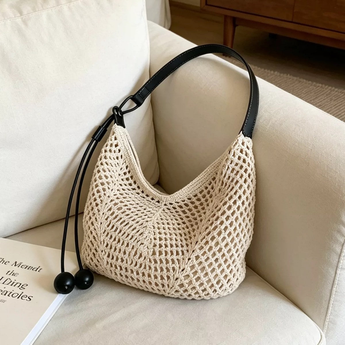 Minimalist Solid Color Hollow Hand-Woven Handbag MK2BCR6W10BBG18