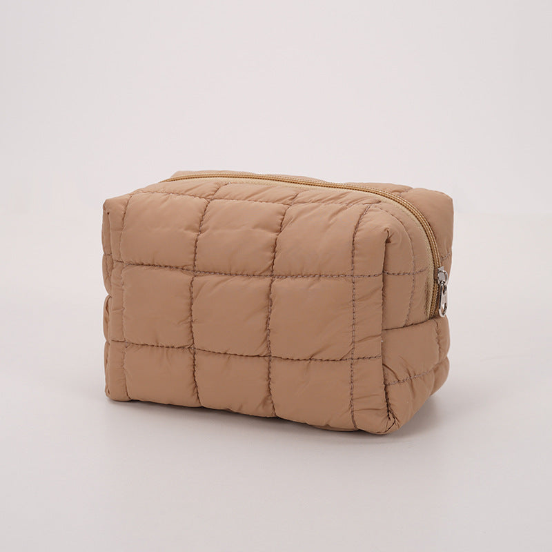 Simple Solid Color Quilted Shell Makeup Bag MK2BW6S10BOB94
