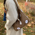 Sweet Floral Embroidery Plush Shoulder Tote Bag 6W10BBG2491
