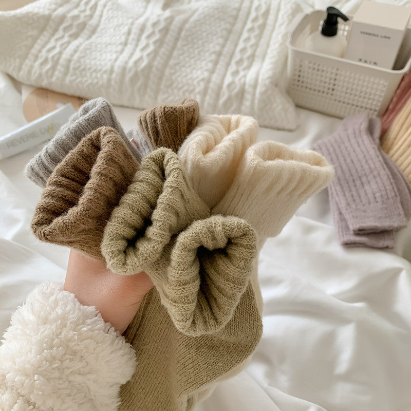 Casual Solid Color Thicken Plush Crew Socks DP25H539