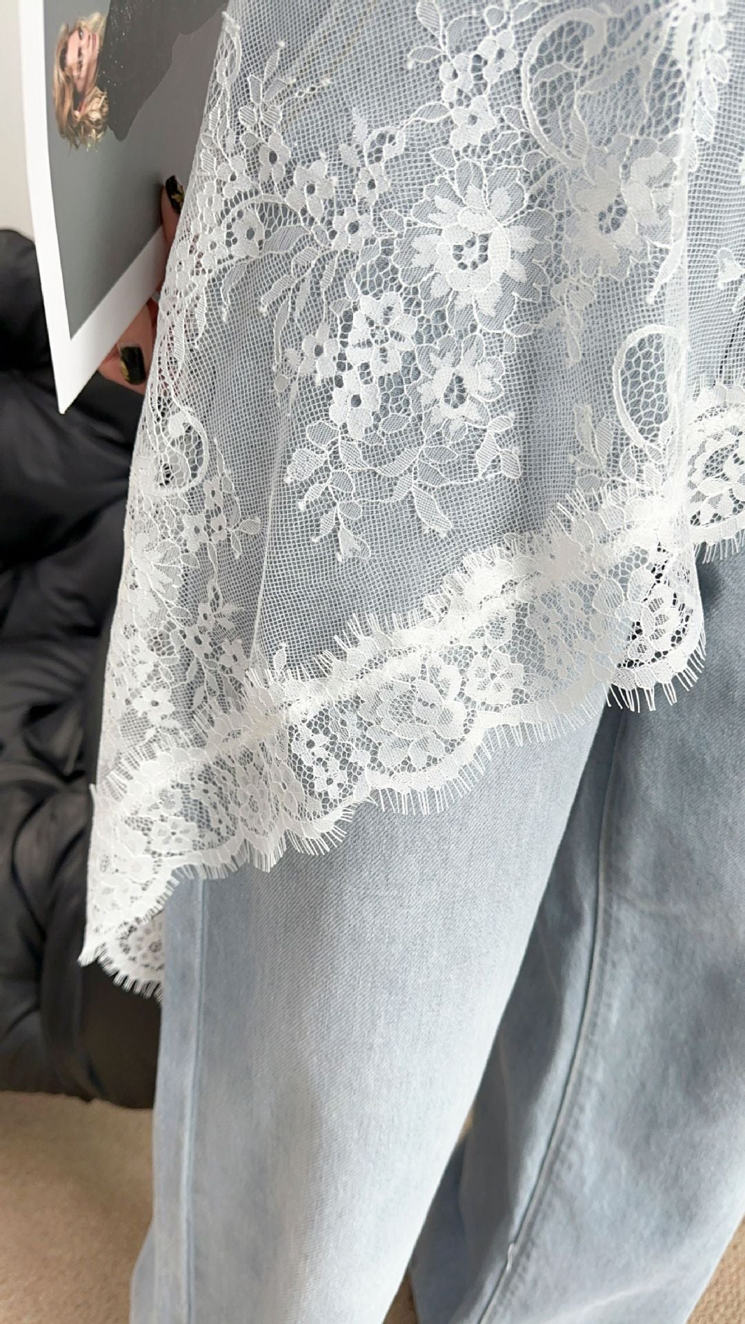 Fashion Lace Cover up Tie Side Sheer Wrap MK2BW6W1SL10