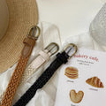 Casual Braided Woven Skinny Leather Belt 6W6JBT162