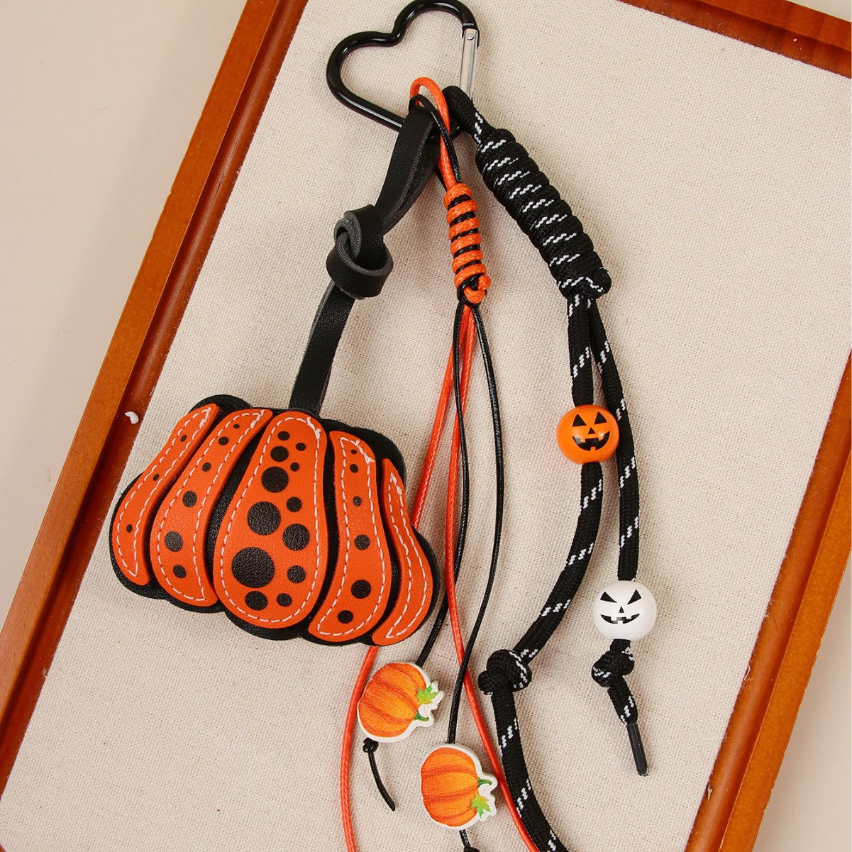 Halloween Polka Dot PU Leather Pumpkin Keychain 6W10BBC662