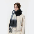 Fluffy Colorblock Oversized Plaid Scarf - DippedShop Wholesale - #4403