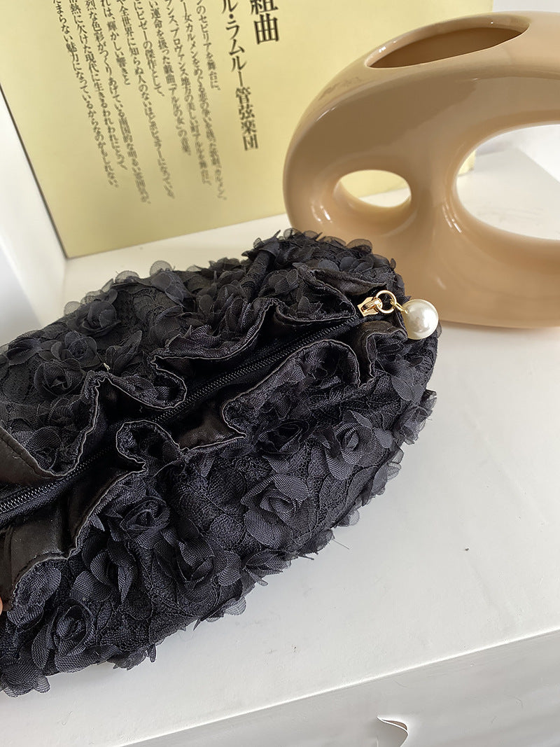 Flower Lace Pearl Cosmetic Bag - DippedShop Wholesale - #7299