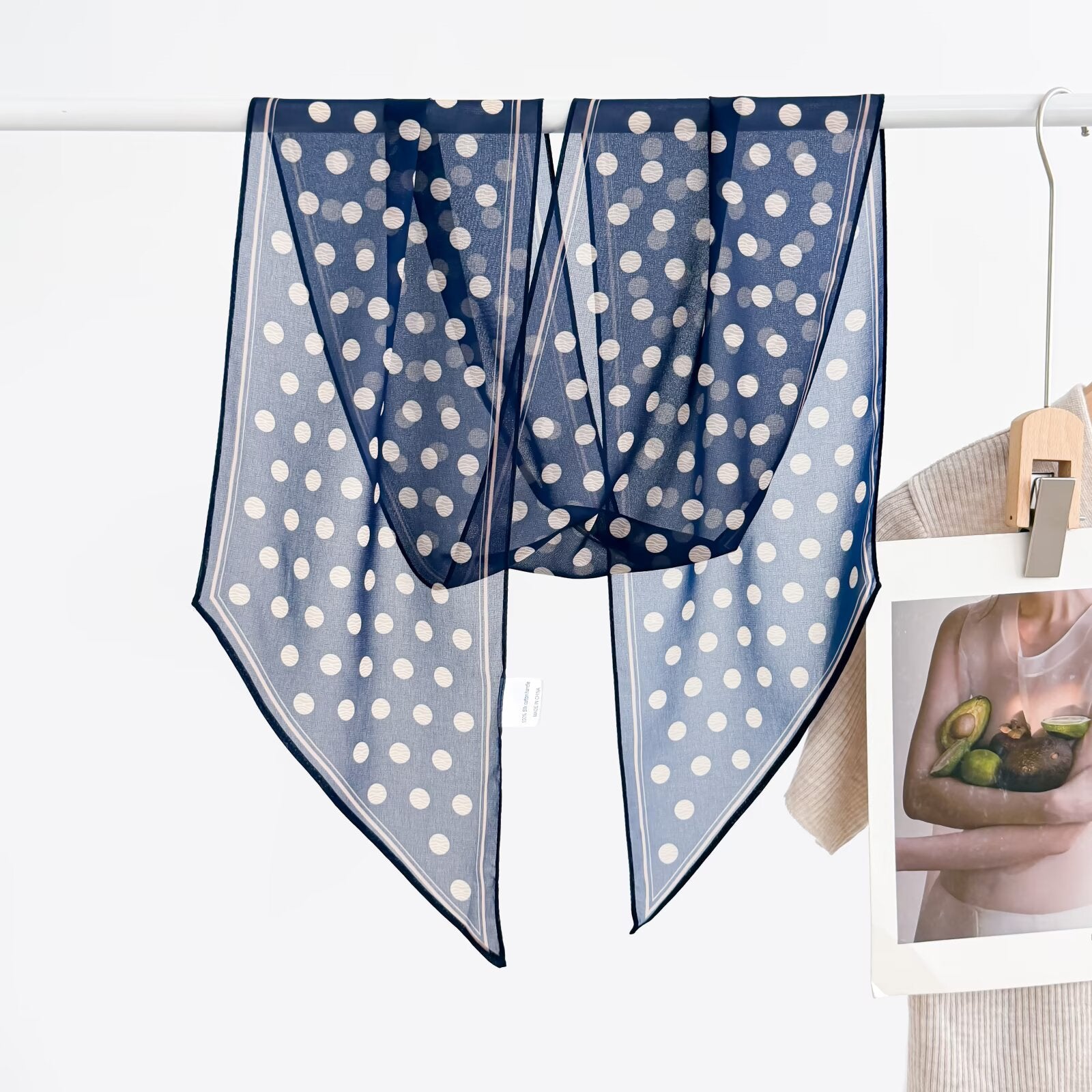 Simple Color Block Polka Dots Silk Scarf 6W6NSI216