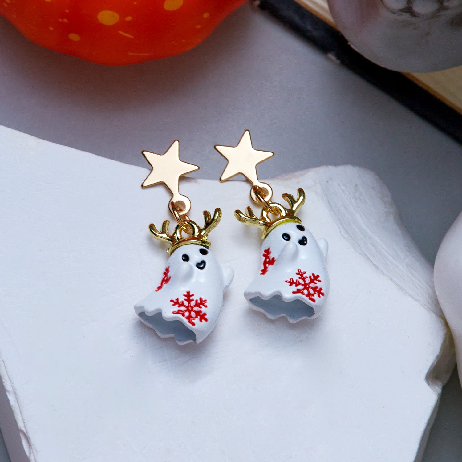 Halloween Rhinestone Skeleton Ghost Tassel Earrings 6W6JER550