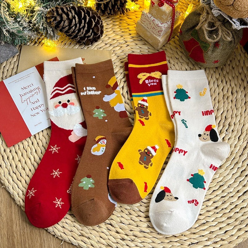 Cute Cartoon Funny Christmas Printed Crew Socks 6W8FSO908