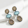 French Style Geometric Stone Pendant Drop Earrings 6W6JER608