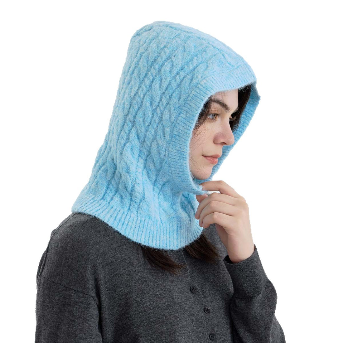 Trendy Cable Knit Wool Blend Balaclava Cap DP25H728