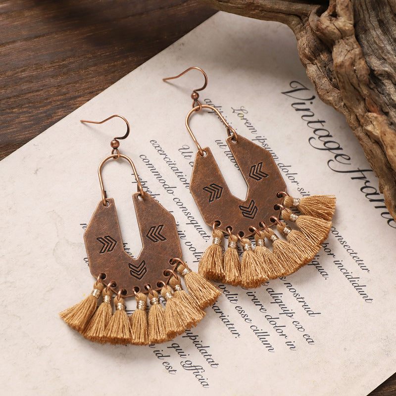 Geometric Wooden Dangle Earrings - DippedShop Wholesale - #3795