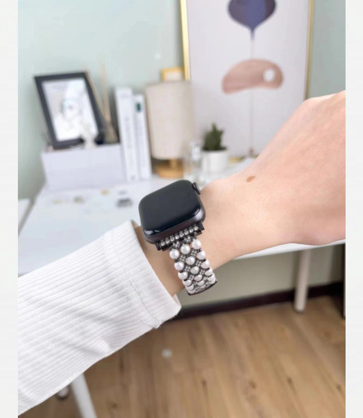 Pearl Rhinestone Chain Watch Band - DippedShop Wholesale - #7155