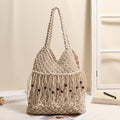 Trendy Wooden Beaded Tassel Hollow Shoulder Bag 8BW6BBG437L