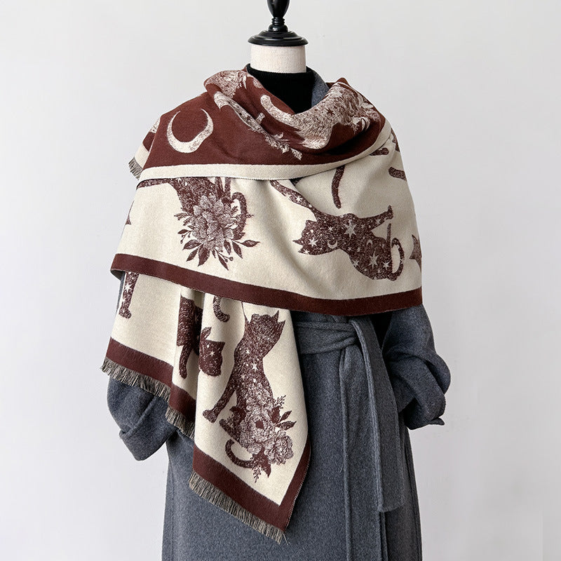 Reversible Cat Moon Scarf - DippedShop Wholesale - #5603