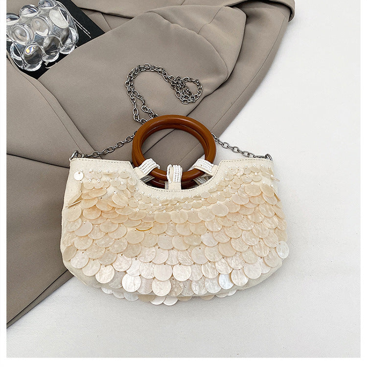 Handmade Shell Top Handle Evening Tote Bag 8BW6BBG421