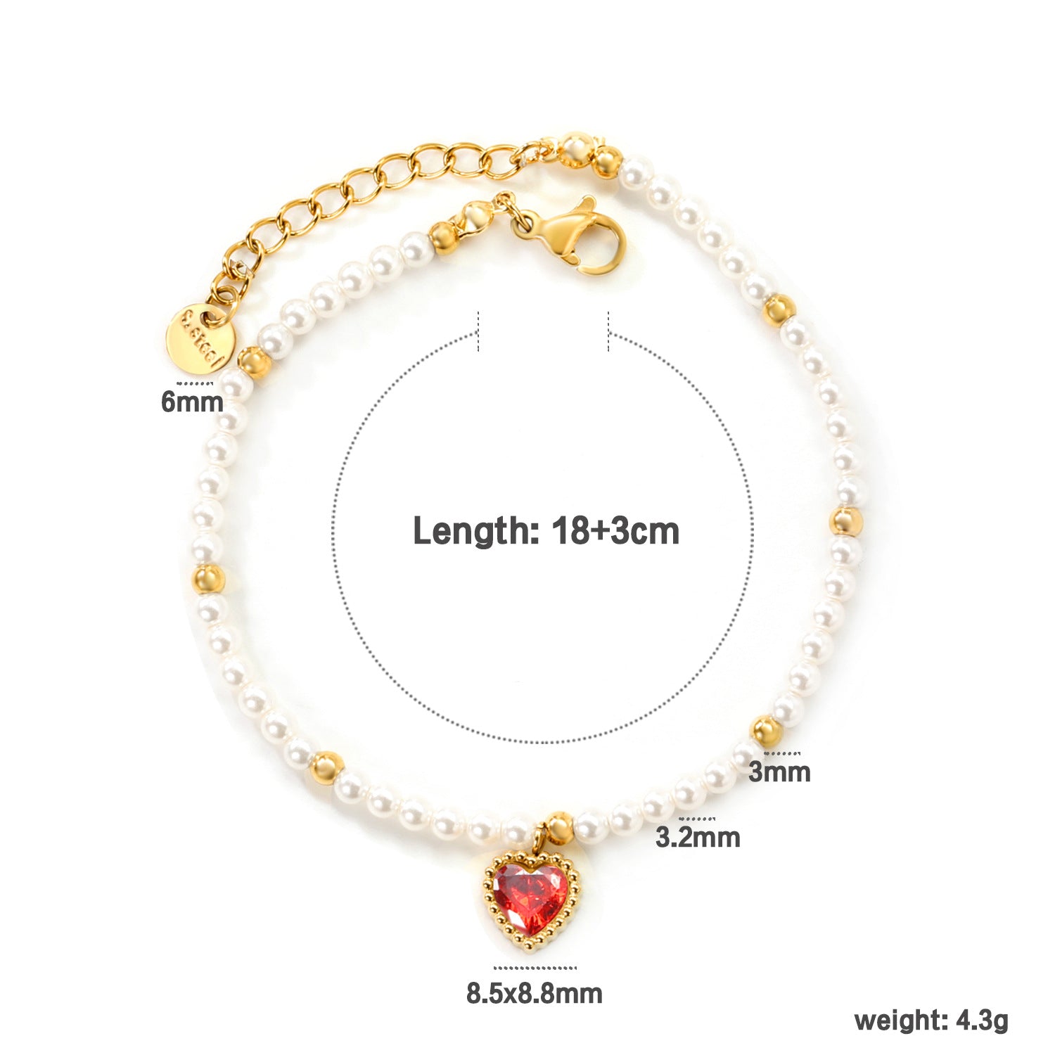 Colorful Heart CZ Bracelet - DippedShop Wholesale - #8275