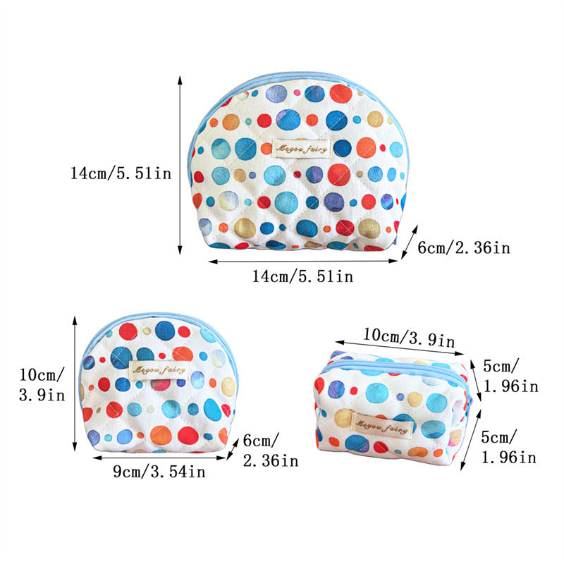 Colorful Polka Dots Quilted Shell Makeup Bag MK2BW6S10BOB123