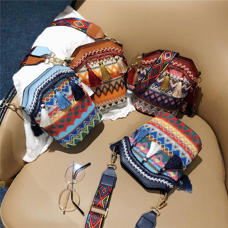 Boho Tassel Crossbody Bucket Bag - DippedShop Wholesale - #7139