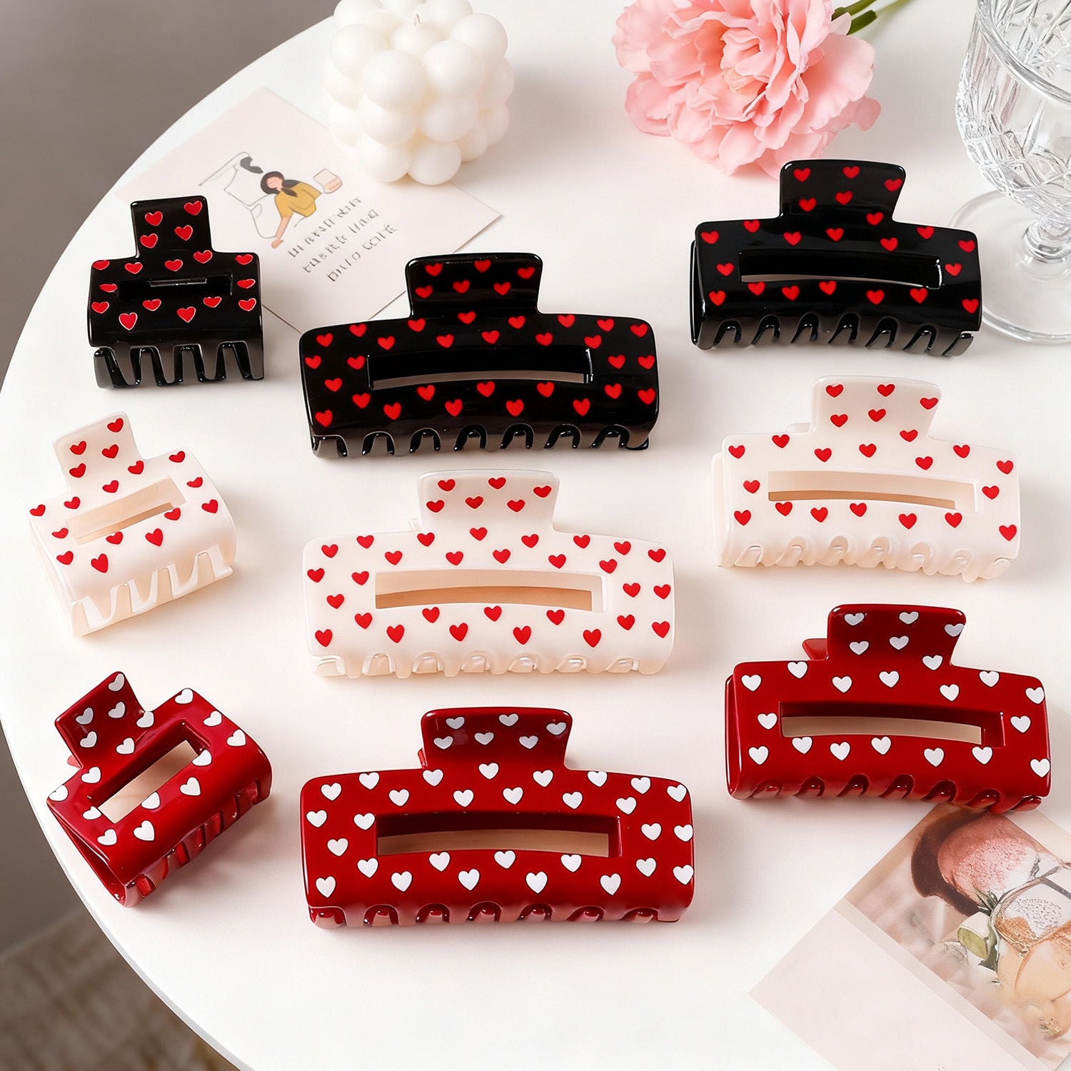 Heart Print Hair Claw - DippedShop Wholesale - #7859