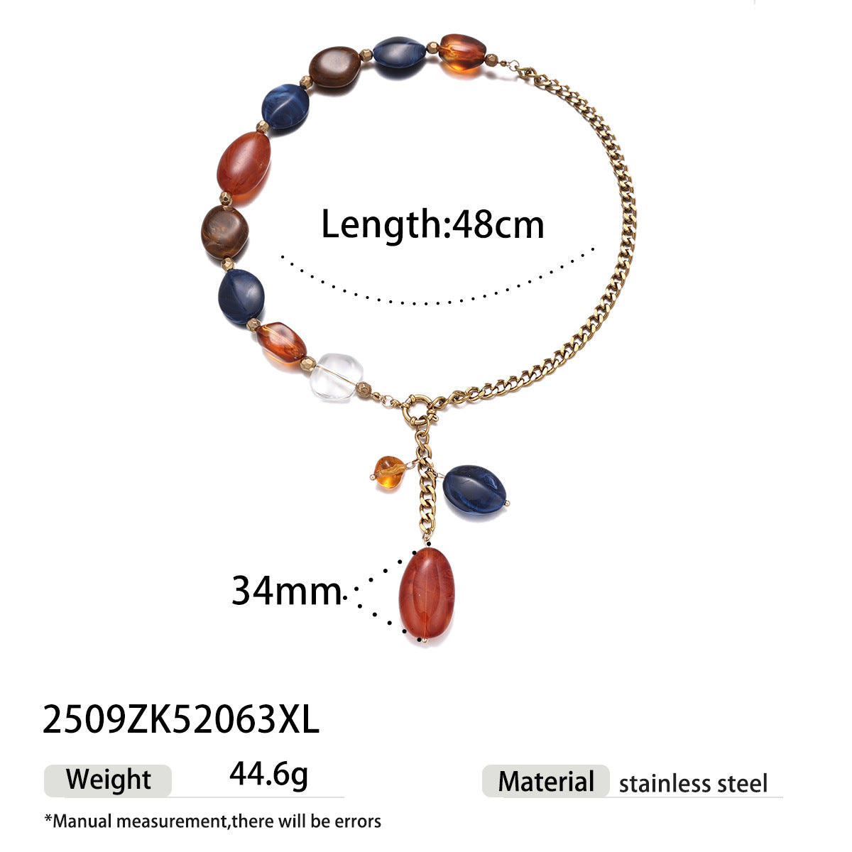 Vintage Asymmetric Beaded Necklace - DippedShop Wholesale - #4419