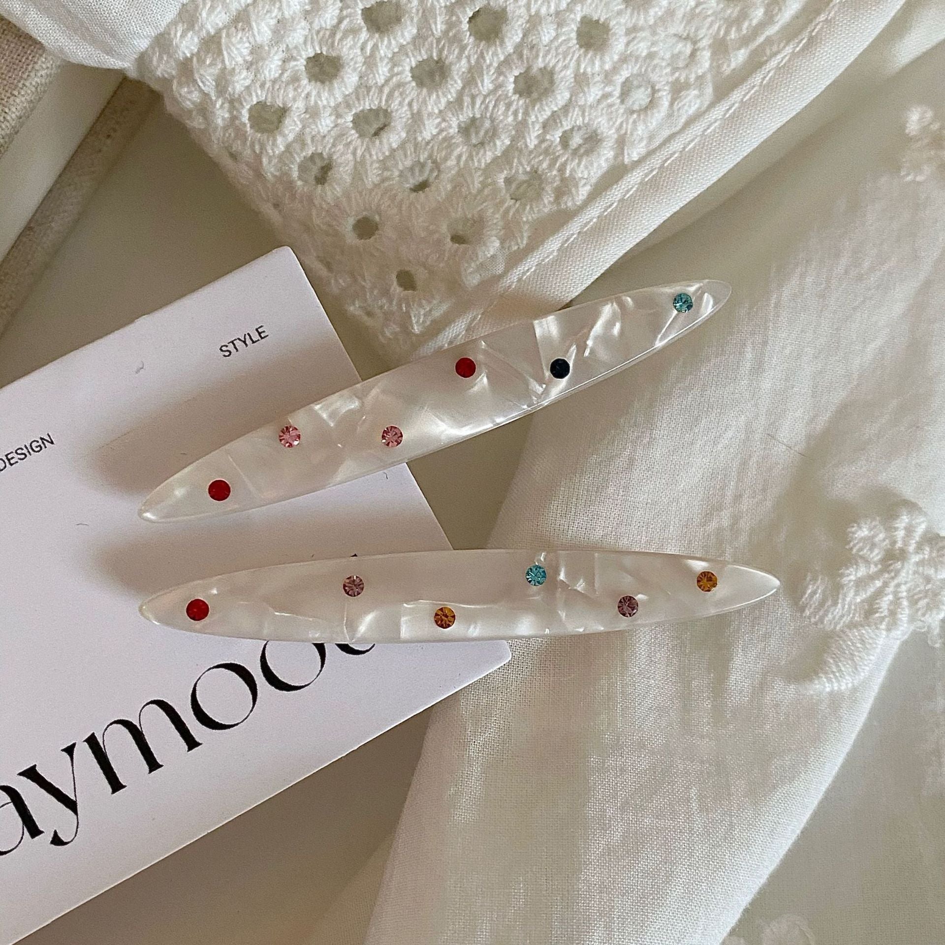 Colorful Dot Rhinestone Hair Clip - DippedShop Wholesale - #2019