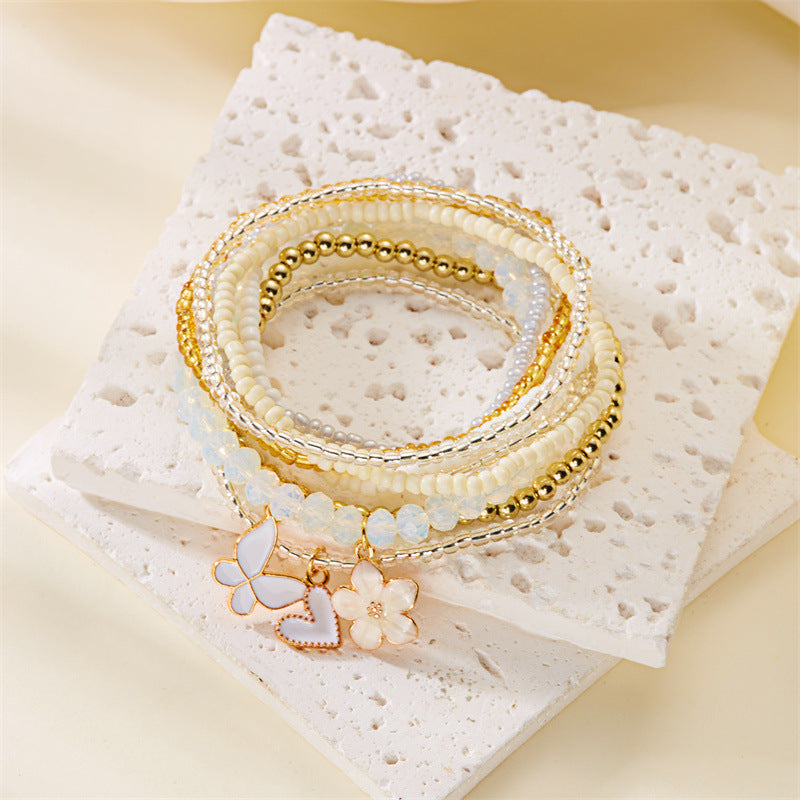 Boho Flower Butterfly Multi-Layer Beaded Bracelet 6W6JBR507