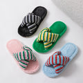 Soft Striped Plush Slippers - DippedShop Wholesale - #9587
