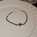 Elegant Geometric Emerald Rhinestone Pendant Bracelet 6W6JBR721