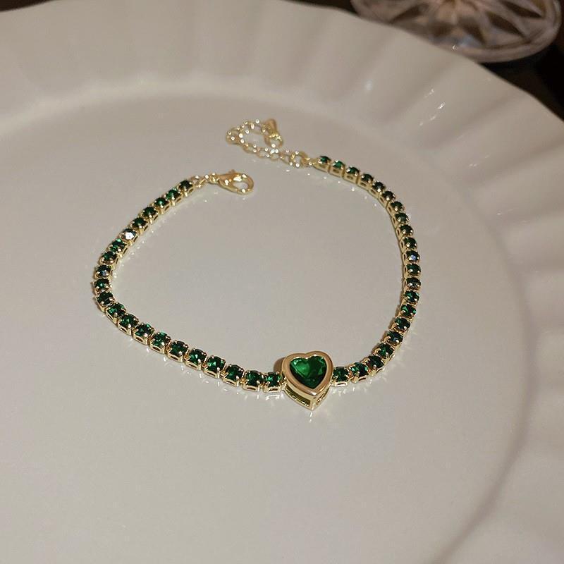 Elegant Geometric Emerald Rhinestone Pendant Bracelet 6W6JBR721