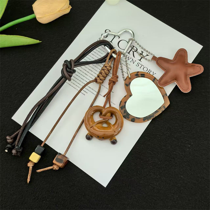 Vintage Rope Braided Leopard Comb Pendant Bag Charm 6W10BBC367