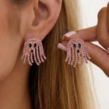 Ghost Rhinestone Stud Earrings - DippedShop Wholesale - #5699