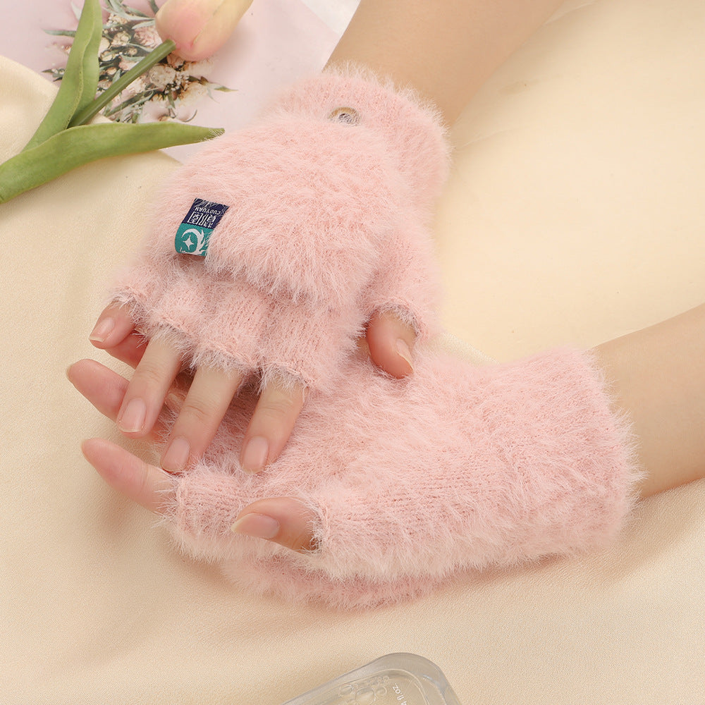 Convertible Fingerless Faux Fur Gloves - DippedShop Wholesale - #8595