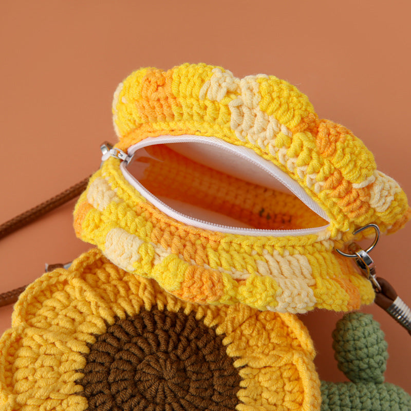 Sunflower Crochet Crossbody Bag - DippedShop Wholesale - #7891