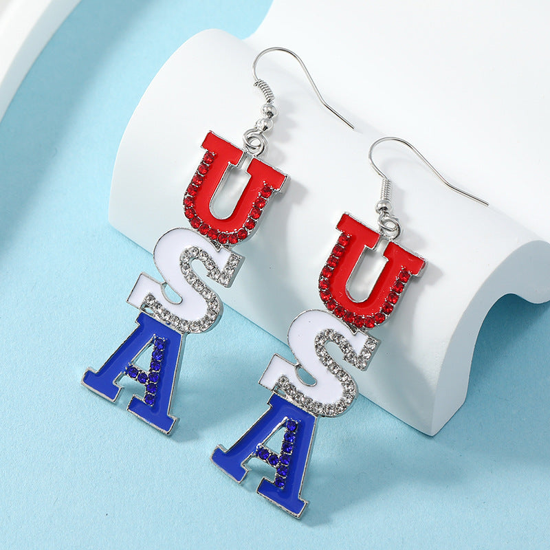 Delicated USA Flag Slipper Pendant Hook Earring 8ZA6JER200L
