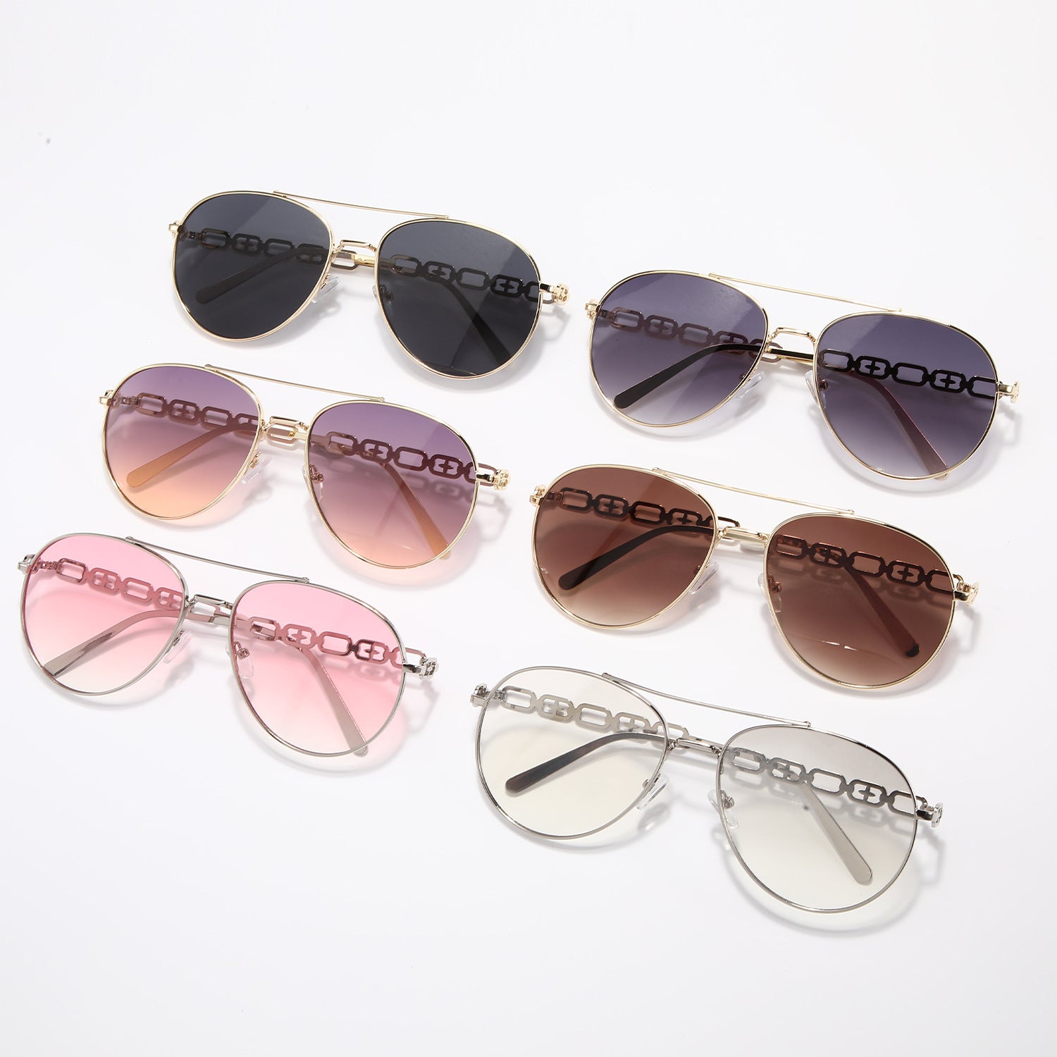 Double Bridge Aviator Sunglasses - DippedShop Wholesale - #7827