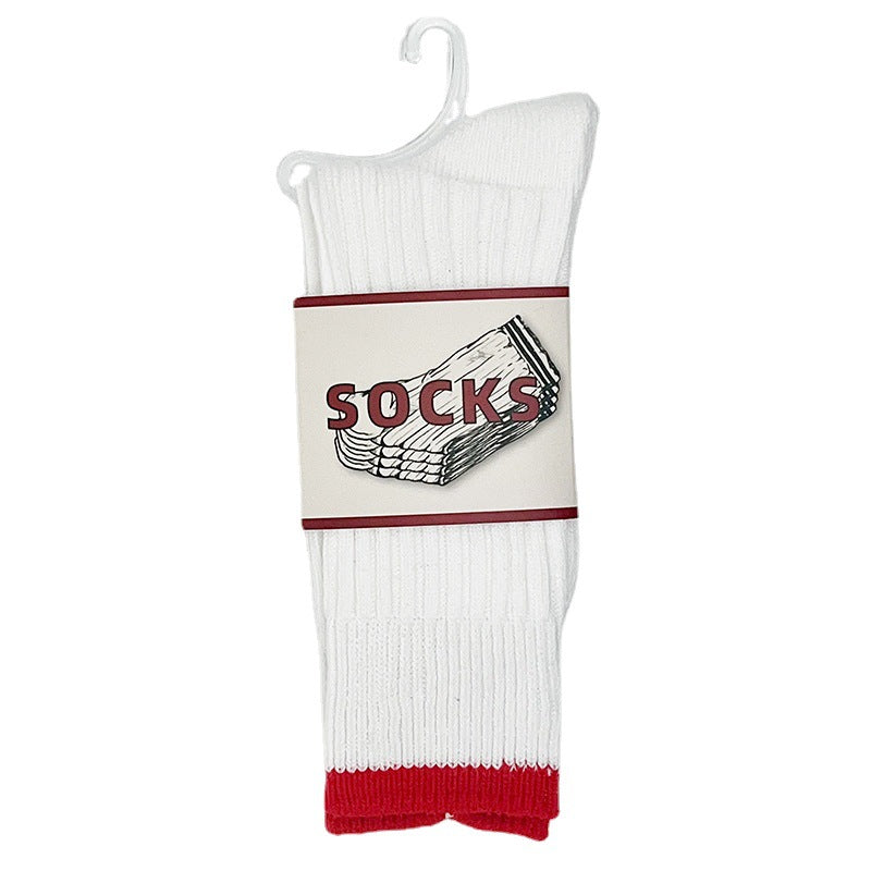 Color Block Cotton Crew Socks - DippedShop Wholesale - #9443
