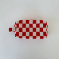 Color Block Plaid Pattern Velvet Makeup Bag MK2BW6S10BOB95