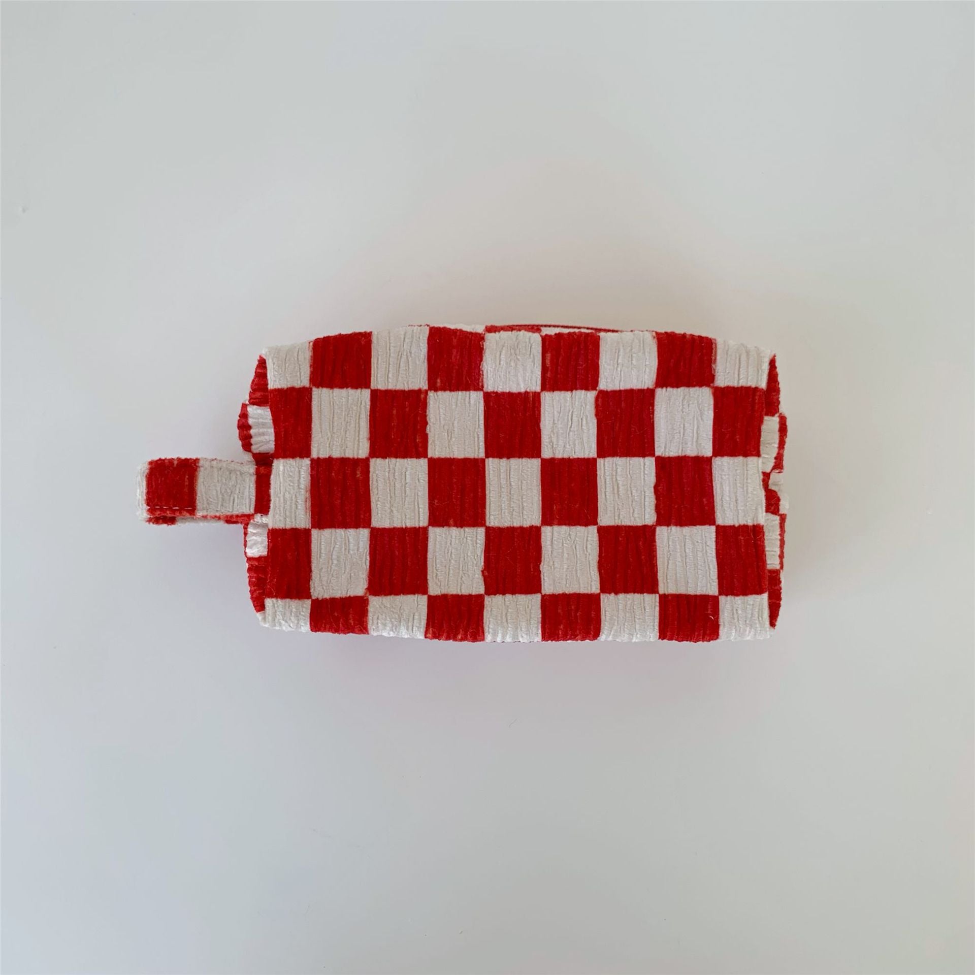 Color Block Plaid Pattern Velvet Makeup Bag MK2BW6S10BOB95