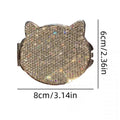 Cute Cat Shape Rhinestone Portable Foldable Mirror 6C5MR106