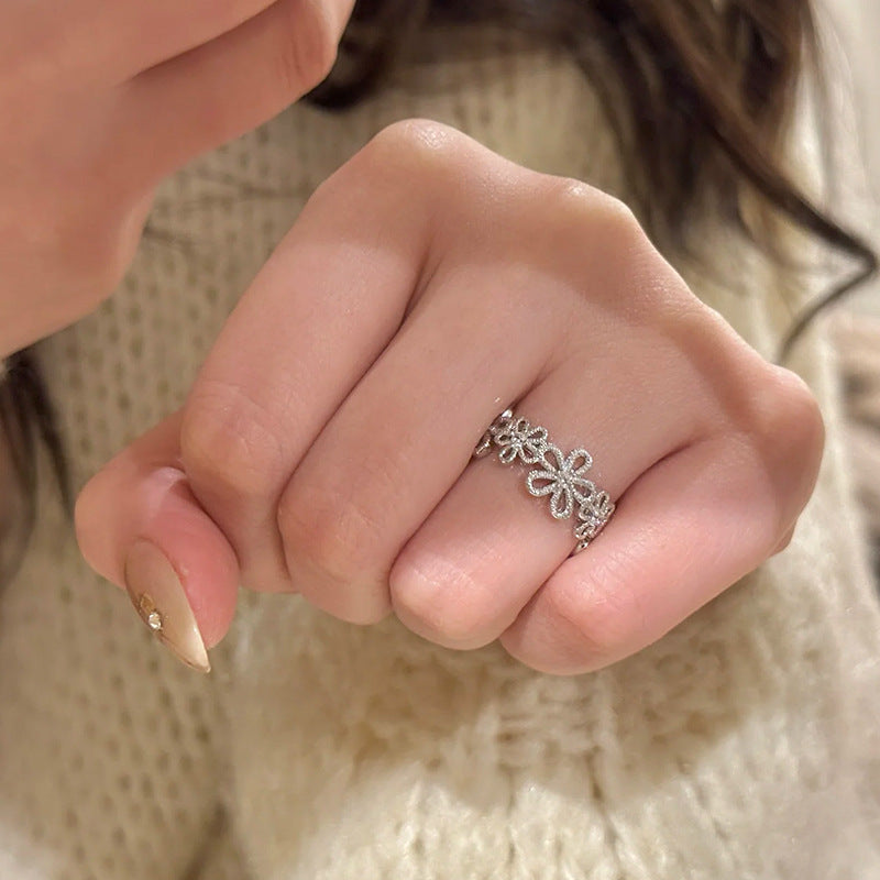Hollow Floral Rhinestone Ring - DippedShop Wholesale - #7875
