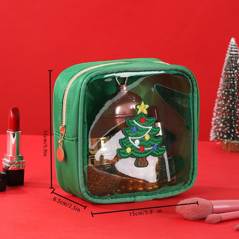 Christmas Letter Embroidery Clear PVC Makeup Bag 6W10BOB1343