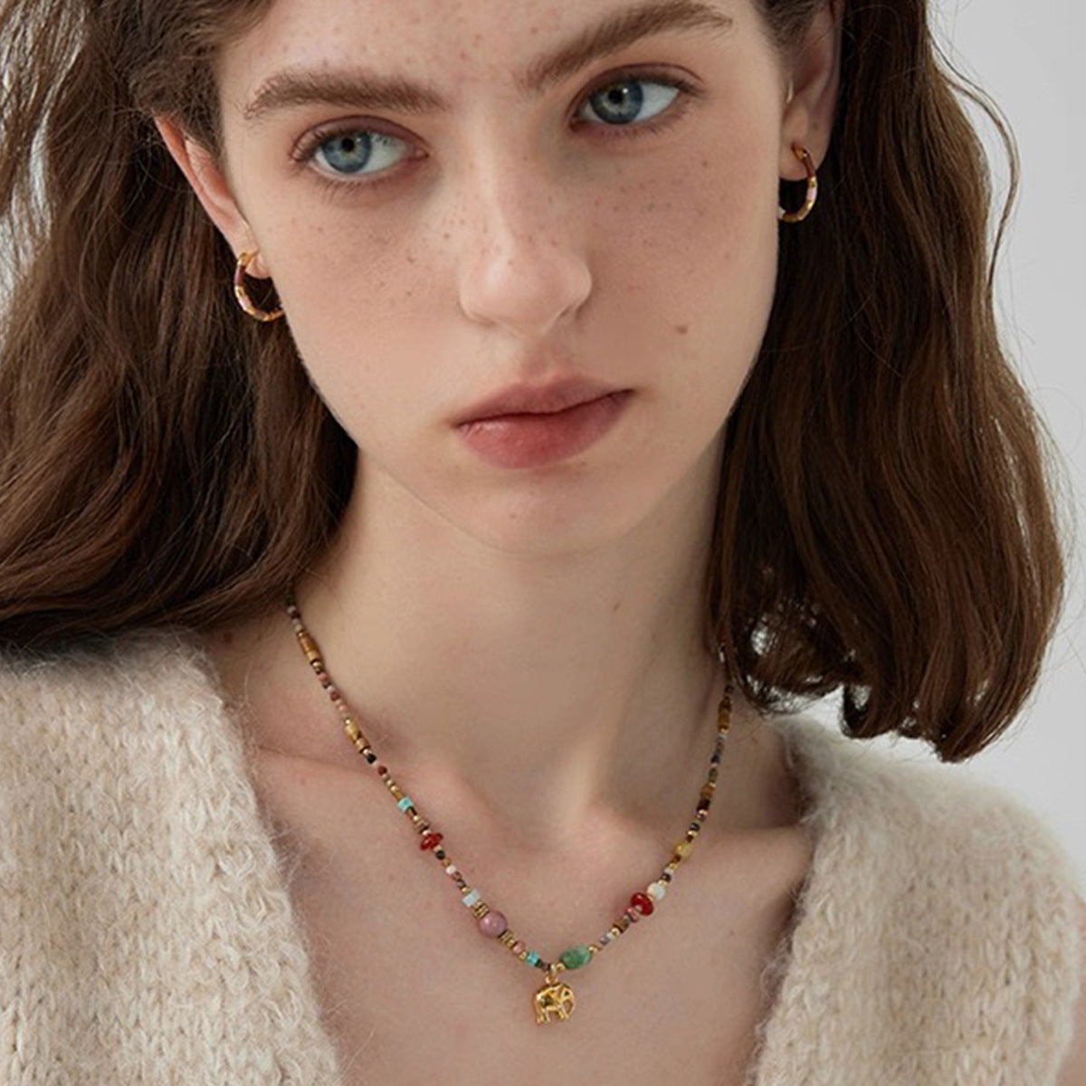 Bohemian Style Natural Stone Beaded Necklace - DippedShop Wholesale - #5427
