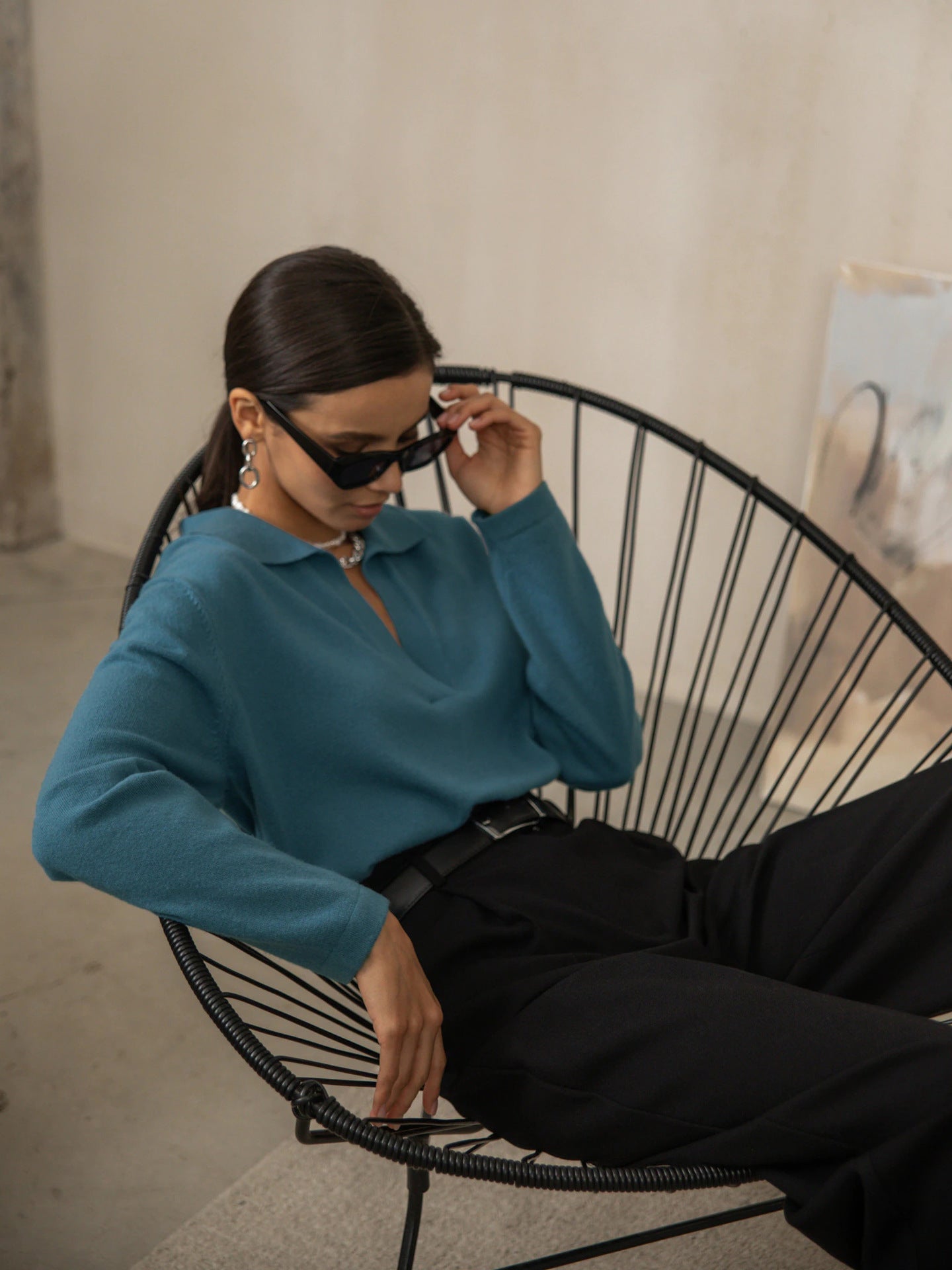 Lapel V-Neck Sweater - DippedShop Wholesale - #4691