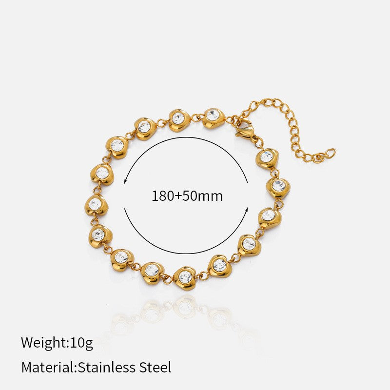 Minimalist Cubic Zirconia Gold Plated Chain Bracelet 6W6JBR522