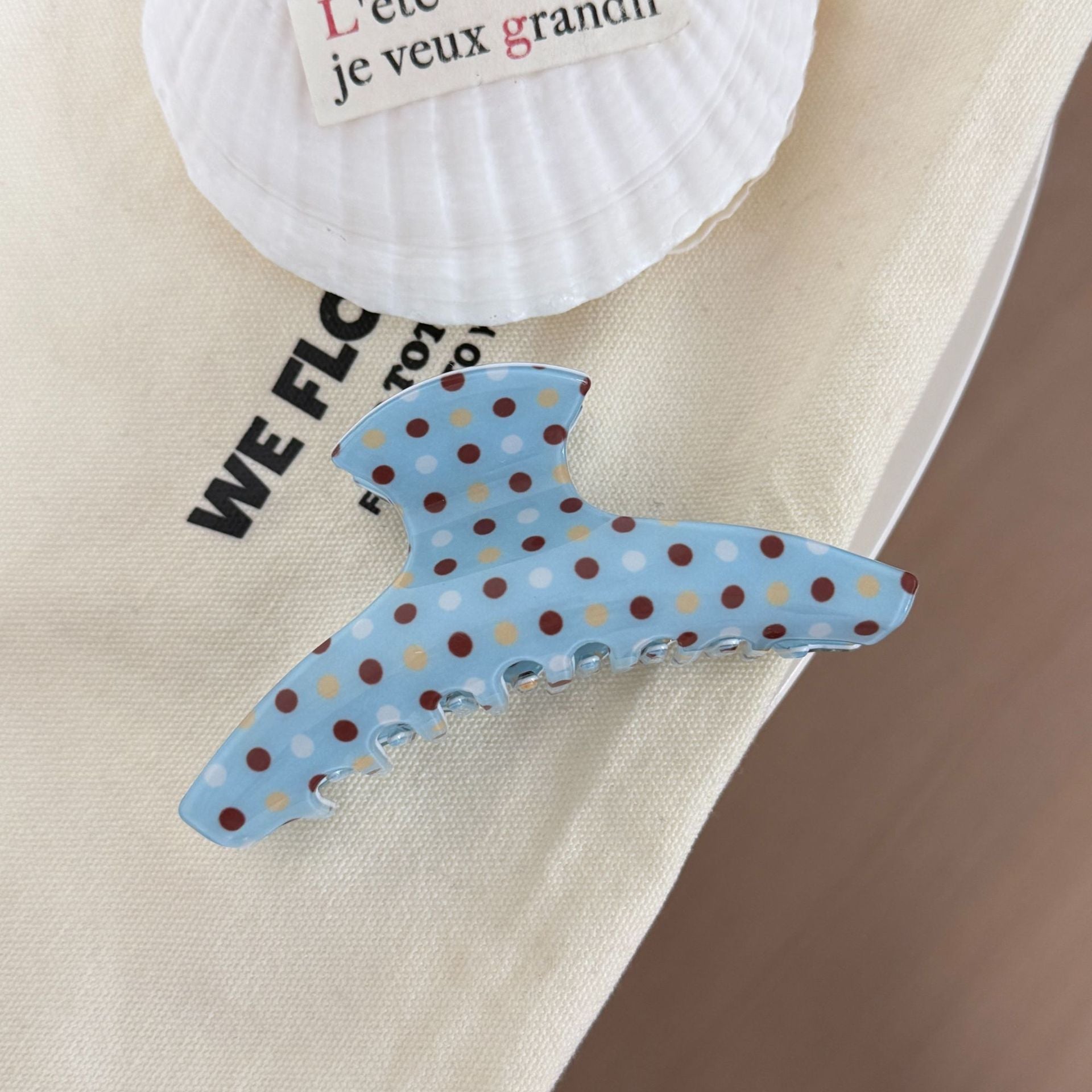 Vinyl Blue Polka Dot Hair Claw - DippedShop Wholesale - #7667