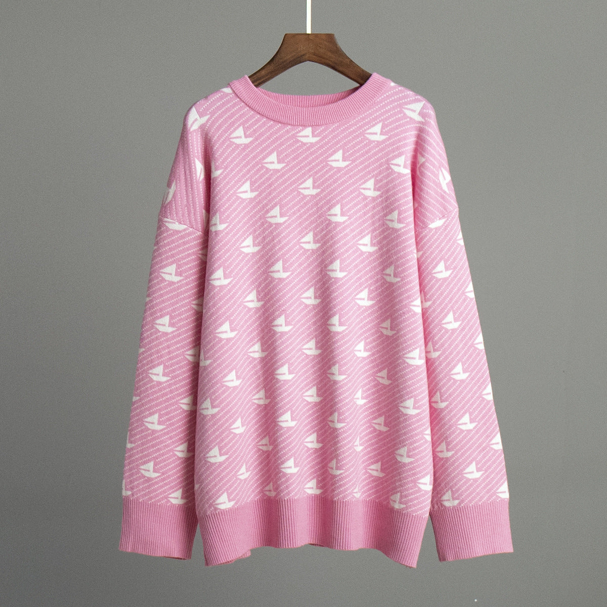 Print Contrast Loose Sweater - DippedShop Wholesale - #6627